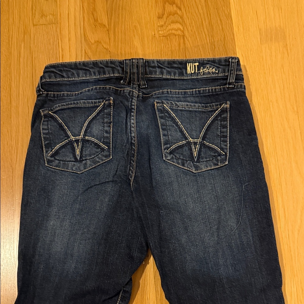 Kut from the Kloth Women's Dark Wash Bootcut Jeans with Embroidered Back Pockets